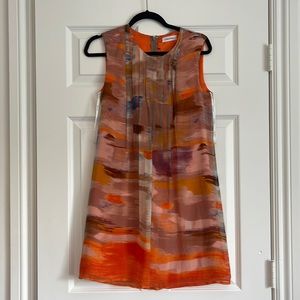 Calvin Klein sleeveless orange print dress